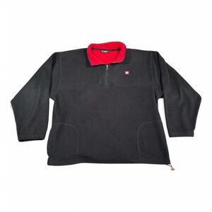 Vintage Wilson Sweater Adult 2XL XXL Black Red Polyester Fleece Pullover 90s